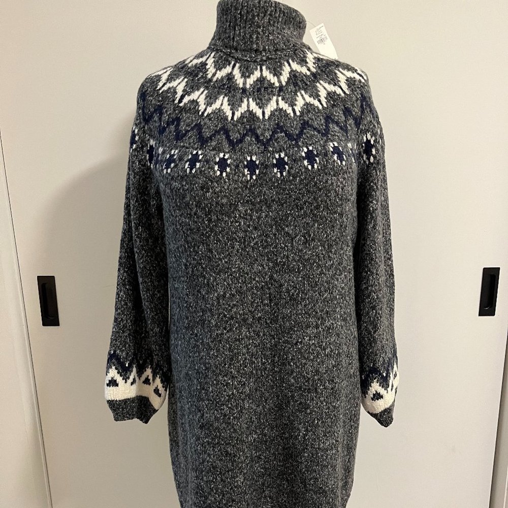 NWT Old Navy Cozy Fair Isle Turtleneck Sweater Dress, sz XL